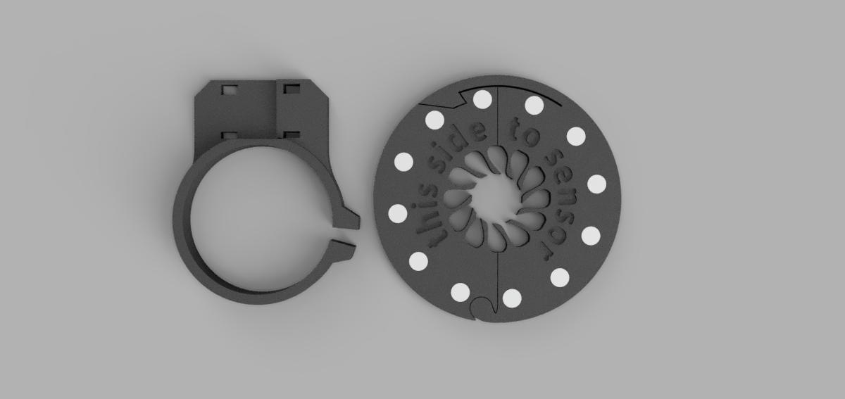 Final model of sensor mounting bracker (left) and magnets shield (right)